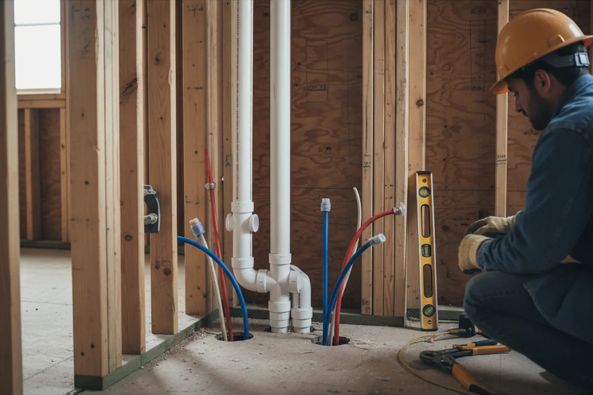 Drain and supply rough-in during Leak Detection in Walnut Grove